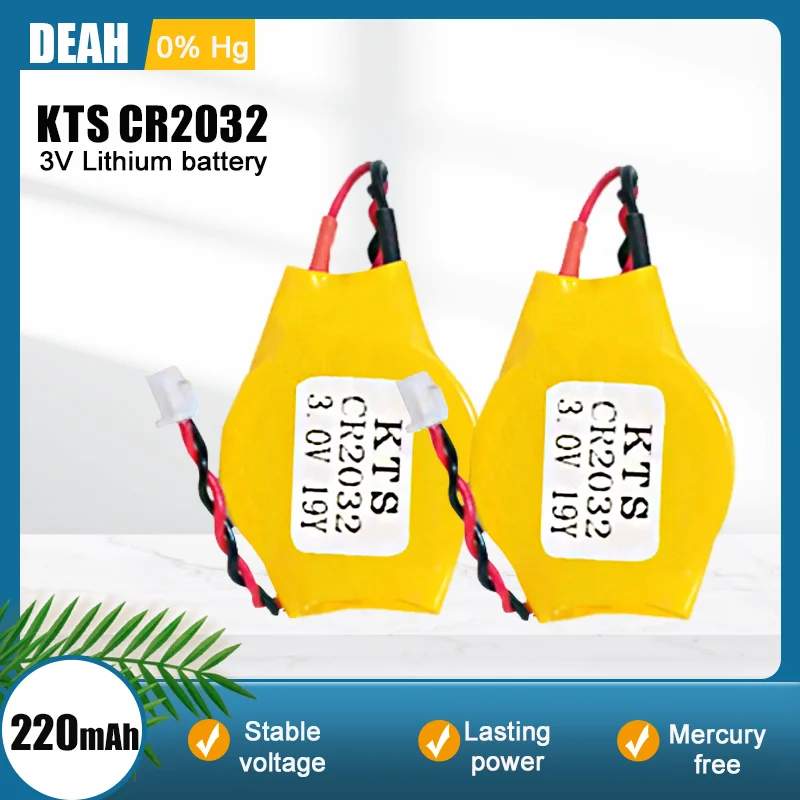 2-5PCS-KTS-CR2032-CR2032W-3V-Lithium-Battery-With-Cable-Plug-For-BIOS ...