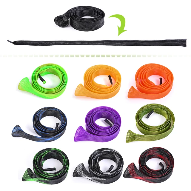 SF 6PCS/1PCS Mix Colors Fishing Spinning Rod Socks Braided Mesh Rod Sleeve  Cover Protector Pole Gloves