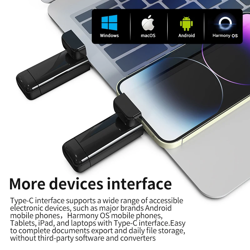 Micflip 128GB-1TB MFi certification Device Flash Drive With Double Ports carry ios Findmy High Speed Transfer for Storing