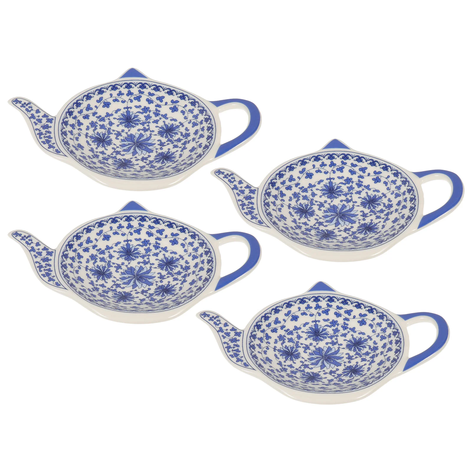 4 Pcs Tea Bags Teaspoons Teapot Shaped Ceramic Dish Teabag Organizer Dispenser Holder