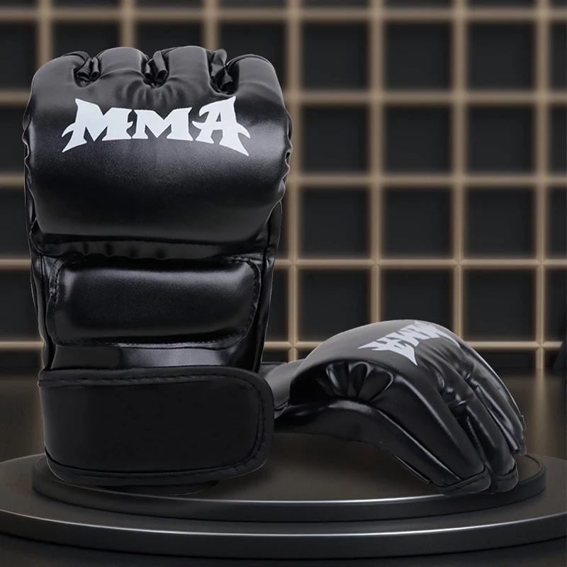 Professionella boxningshandskar, halvfinger, läderkudde för vuxna, sandsäck, knogar, UFC-träning_voghion.com