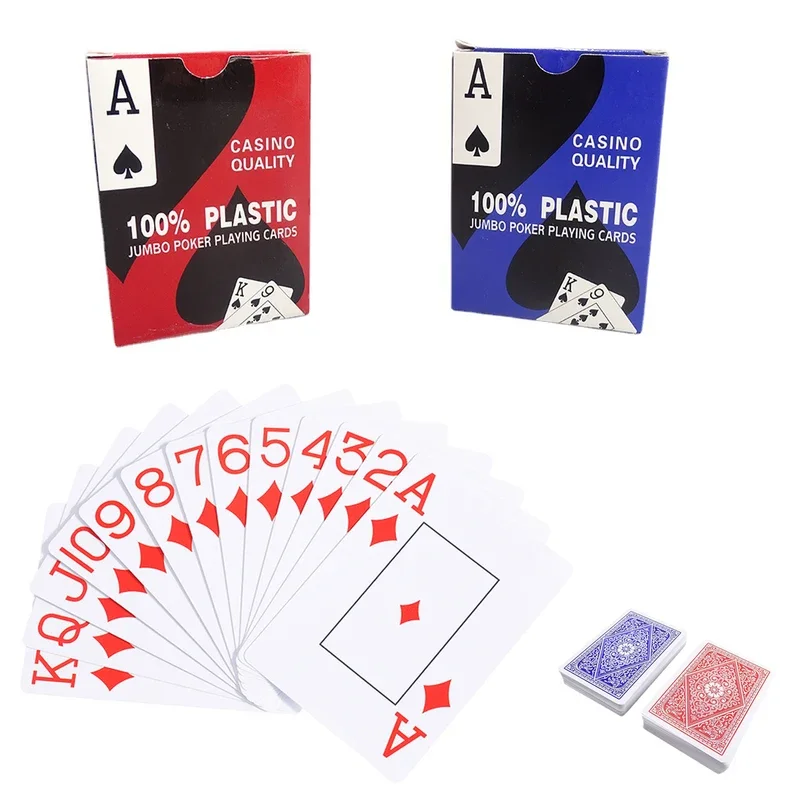Playing Cards Plastic Playing Cards Poker Set PVC Waterproof Playing Cards 54PCS Big Character Texas Poker Set In Case Washable Flexible