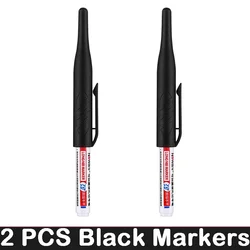 Deep Hole Long Nib Markers for Waterproof Art and Woodworking (2 PCS Black Markers)