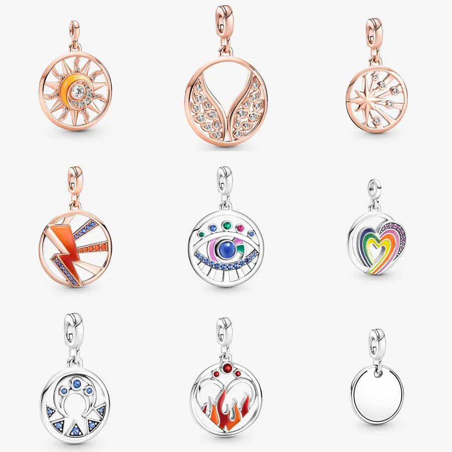 

New 925 Sterling Silver ME The Eye Medallion Fit Me pandora Bracelet ME Rainbow Heart of Freedom Medallion Charm DIY Jewelry