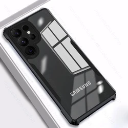 Crystal Clear Protective Case with Acrylic Back and TPU Bumper for Samsung S25 Edge (Black - 01)