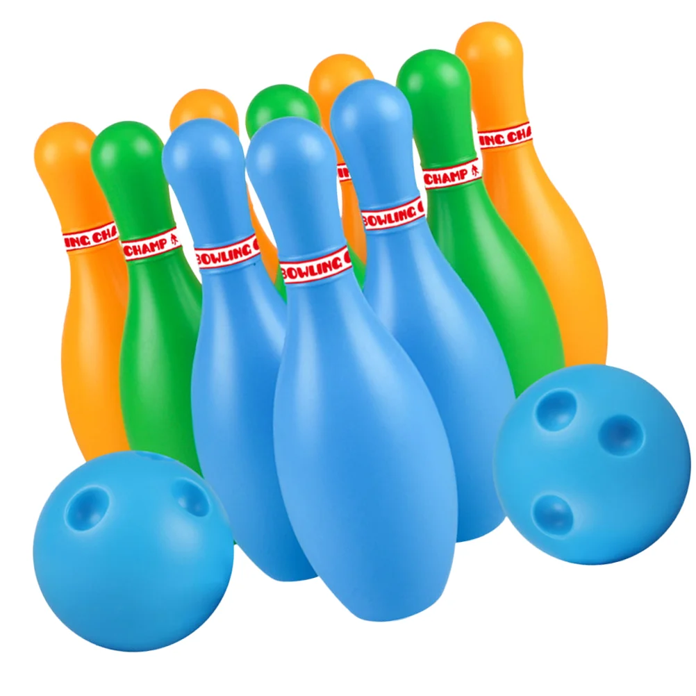 

Bowling Set Sports 18cm Kids Educational Toys Ball And Pins Bowling Toys Plastic Gutterball Funny Bowling (Random Color)