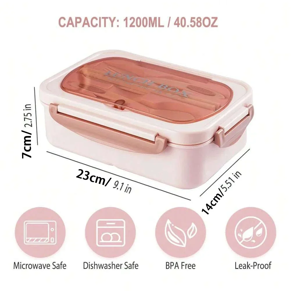 Bento Box Adult Lunch Box, Containers For Adults Men Women With 4 Compartments, Lunchable Food Container Back To School - 4