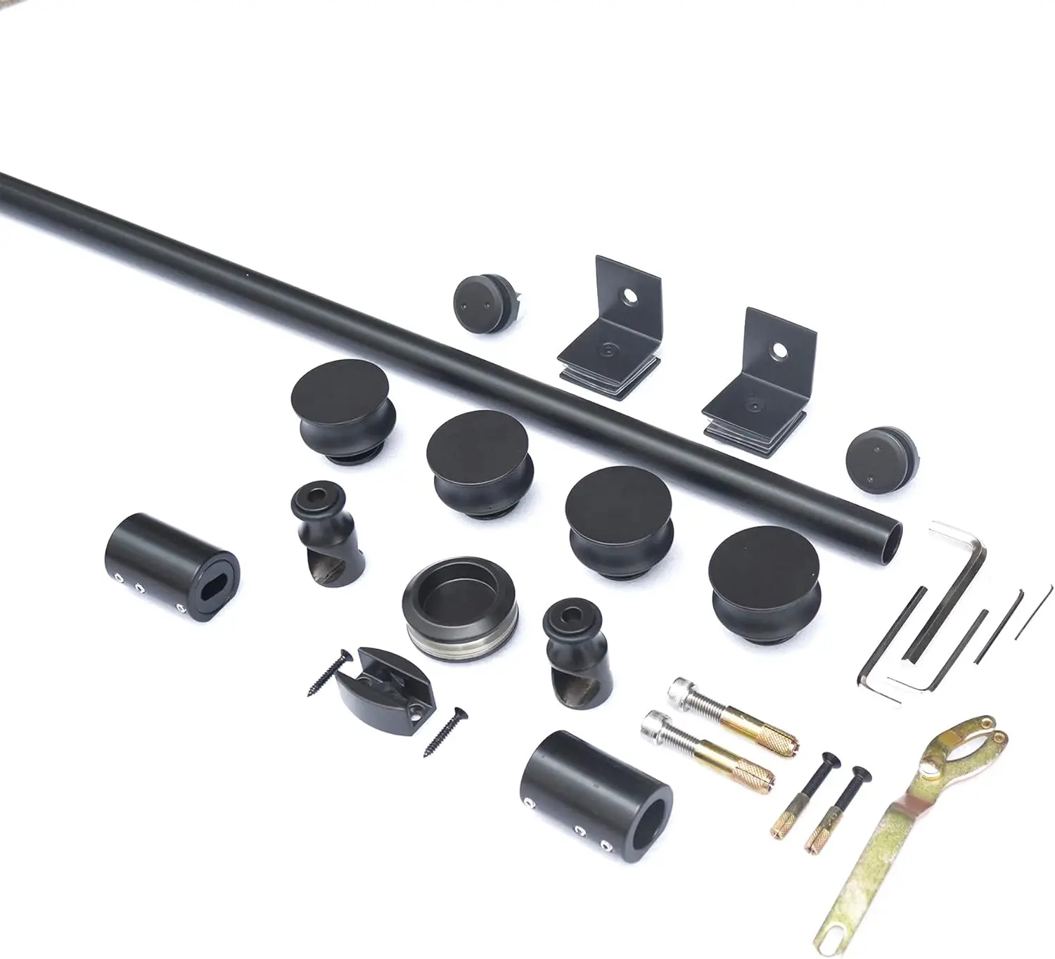 6.6FT Frameless Sliding Glass Shower Door Track Kit Black Barn Shower Door Hardware 3