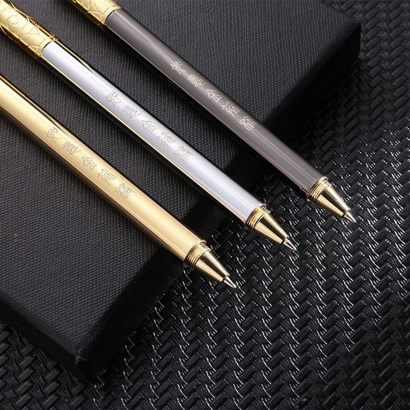 

Brass Ruyi Golden Hoop Stick Gel Pen Office Business Gift Signature Pen Student Stationery Retro Creative Metal Neutral Pen