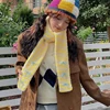 Women Colorful Lambswool Striped Scarf Y2K Cute Winter Plush Warm Necklace Japanese Couple Thickened Wrap Children's Scarf 6
