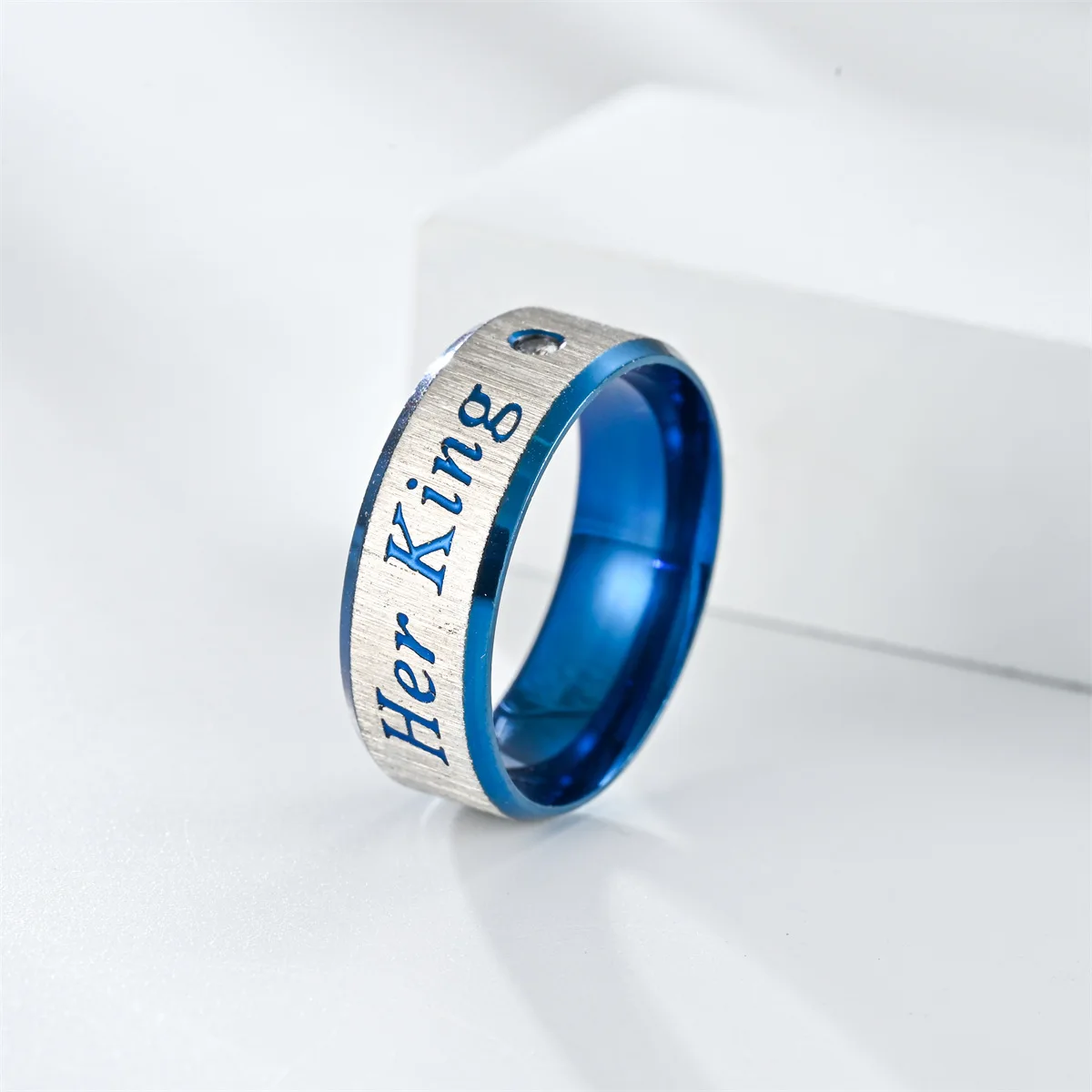 Fashion Stainless Steel Couple Rings Her King His Queen