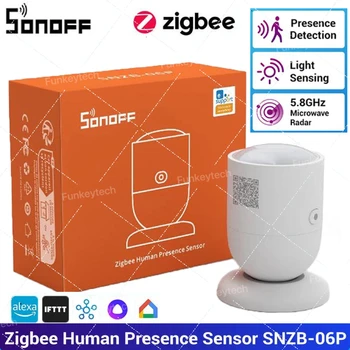 SONOFF 지그비 인체 감지 센서, SNZB-06P 마이크로파 레이더 존재 감지, 빛 감지, 스마트 홈용 알렉사와 함께 작동