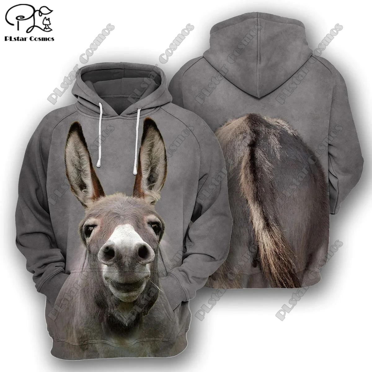 Gray Donkey Animal Cosplay Uniform 3D Printed Streetwear Womens Mens Pullover/Sweatshirt/Zip Hoodie