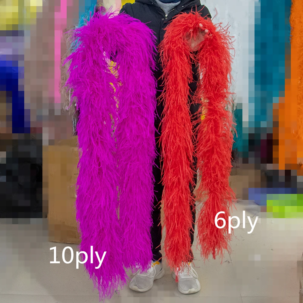 18 Ply Ostrich Feather Boa Natural Ostrich Feather Shawl Boa Costume Craft  Fluffy Natural Crafts for Wedding Dresses Decoration 2 Meter/pcs Dyed