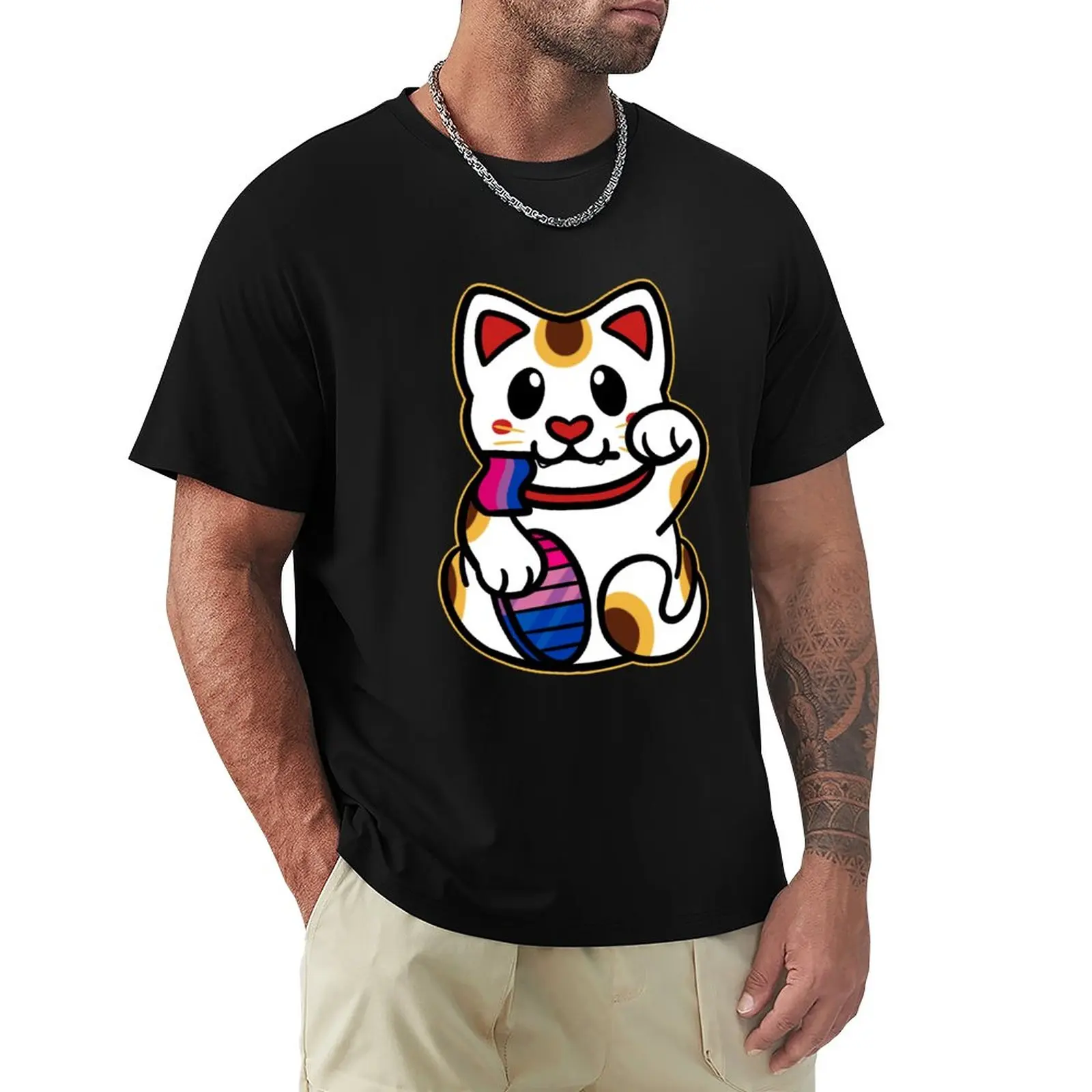 

LGBTQ+ Pride Lucky Cat - Bisexual T-Shirt Aesthetic clothing summer clothes mens champion t shirts