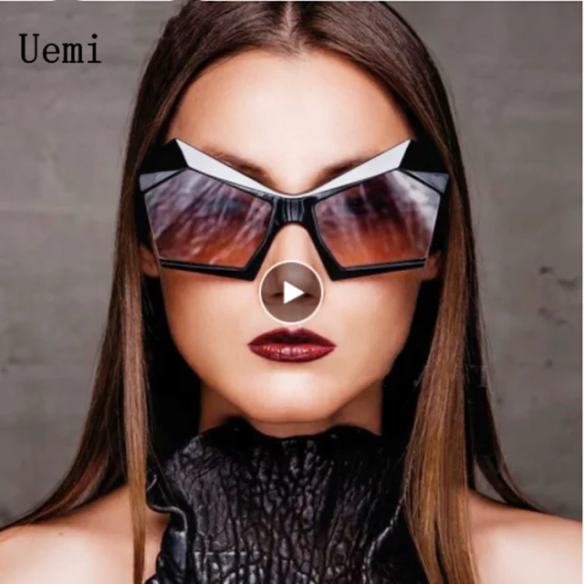 New Fashion Oversized Irregular Cat Eye Sunglasses For Women Men Retro Gradient Shades UV400 Ladies Trending Champagne Sun Glass 1
