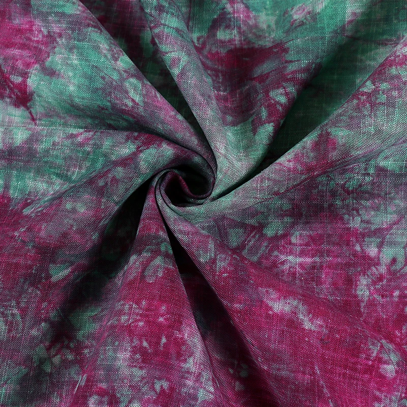 Tie-dyed Fabric Cotton Linen By The Meter for Dresses Clothing Coats Sewing Flax Two-color Cloth High-grade Summer Thin Red Blue 5