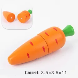Magnetic Wooden Cutting Fruit & Vegetable Playset - Montessori Educational Toy (Carrot)