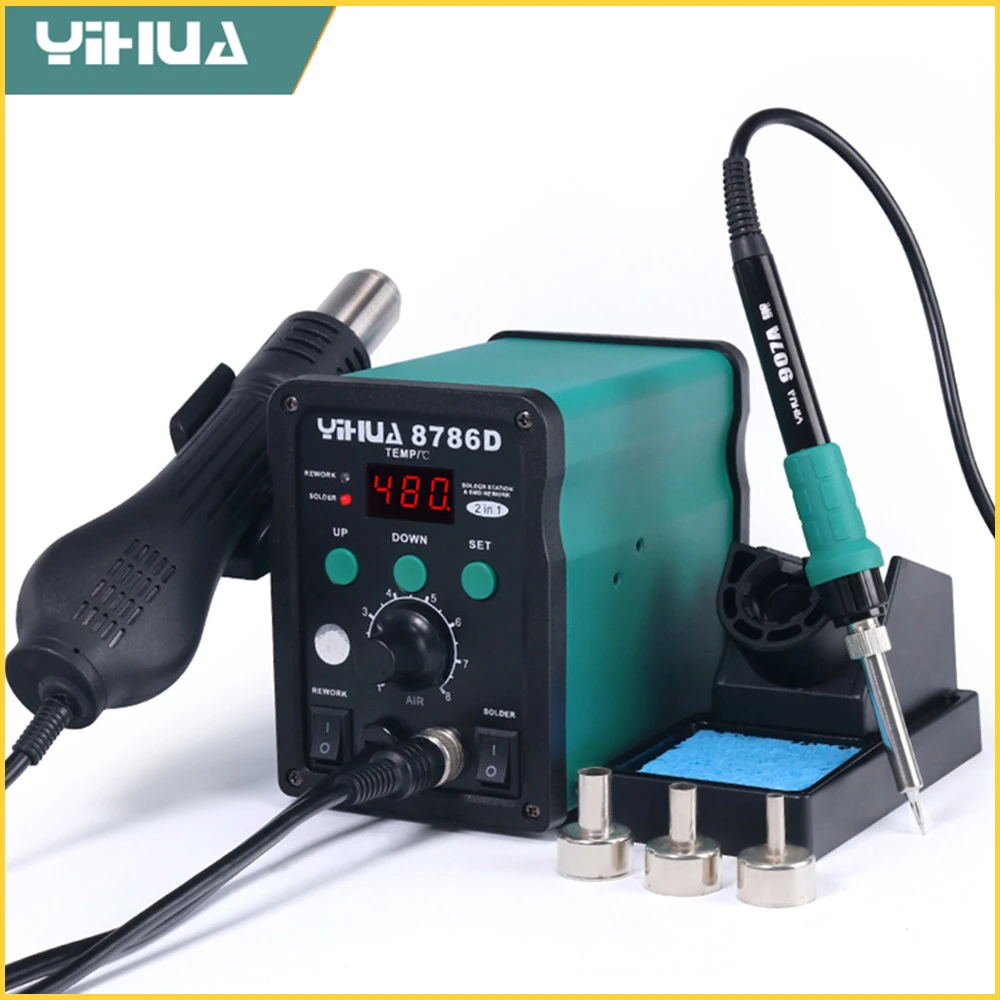 

YIHUA Classical 2 in 1 Heat Gun Desoldering Station Soldering Iron Welding Equipment BGA Rework Station Hot Air Gun Solder Tool