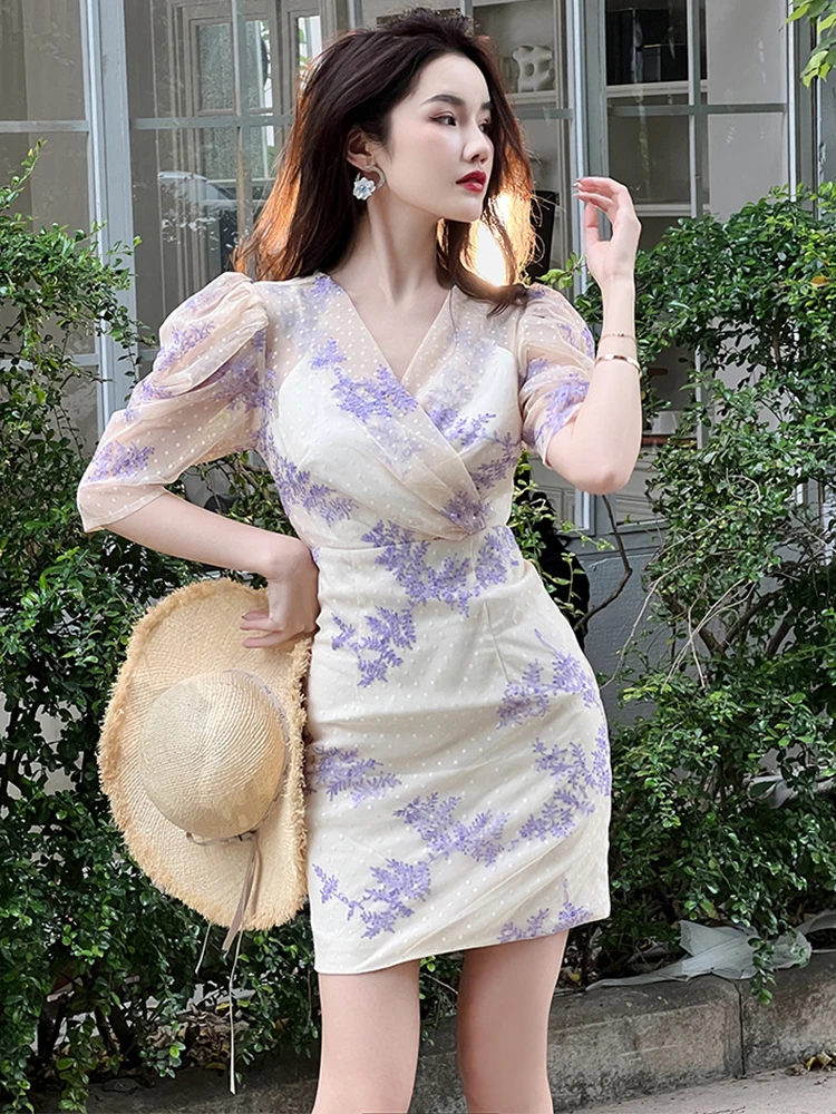 Kendall Floral Sheer Mesh Mini Dress Lightweight Silhouette For Summer Vacation Wardrobe