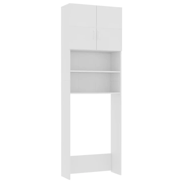 Meuble Dessus Toilette WC ou Machine à Laver en Blanc avec Etagère de  Rangement 64x25,5x190 cm en aggloméré -JID