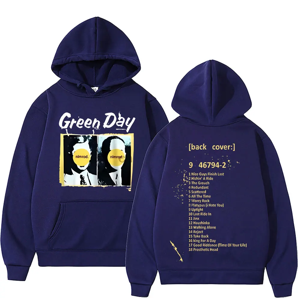 Rare Punk Band Green Day Nimrod Back Cover Print Hoodie Men