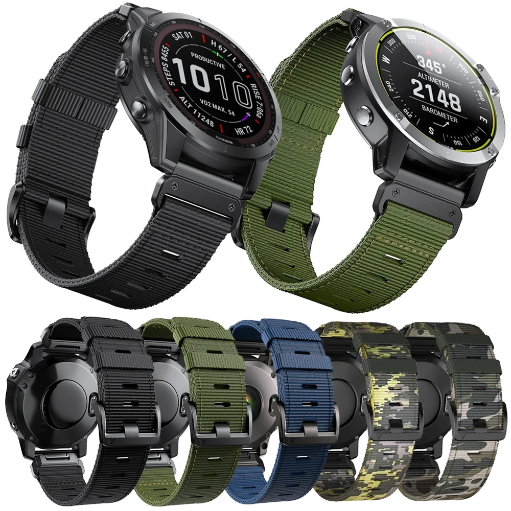 

22mm 26mm Outdoor Band For Garmin Tactix 7 Pro Delta Braided Strap Quatix 7X 7 6 Quickfit Camouflage Nylon Watchband D2 Delta PX