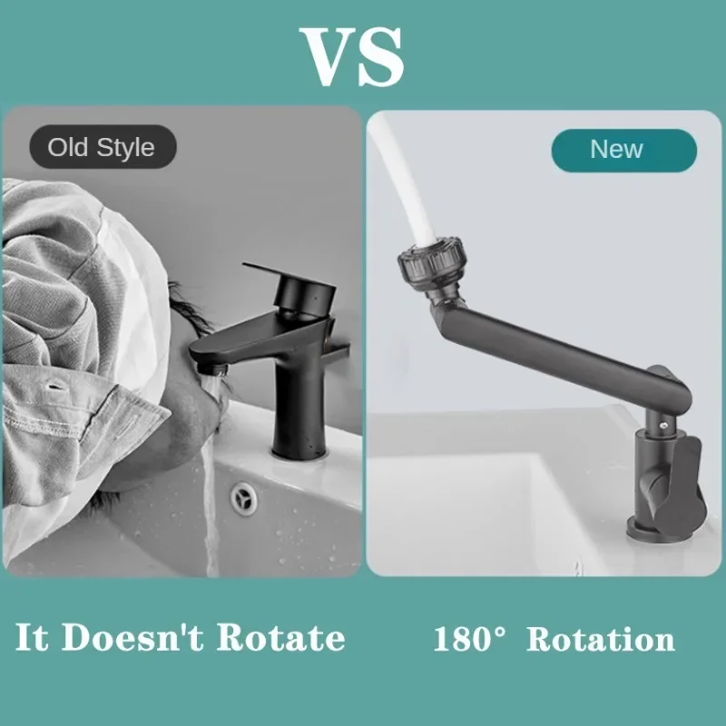 Mechanical Arm Universal Faucet Bathroom Kitchen Splashproof Faucet Bathroom Countertop Basin Hot and Cold Tap Accessorie