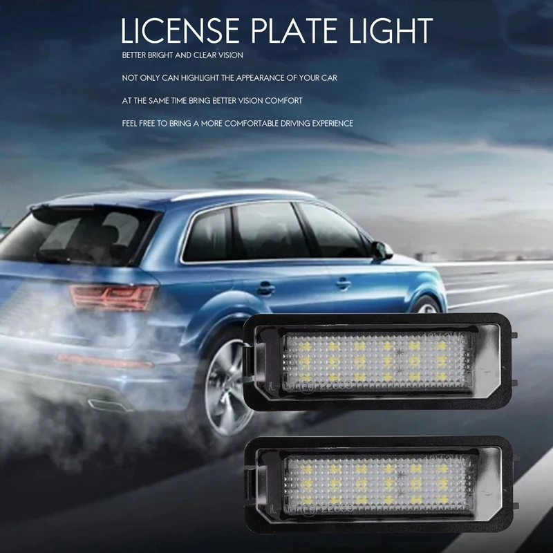 2Pcs 12V Led Number License Plate Lights For Golf 4 5 6 7 Car