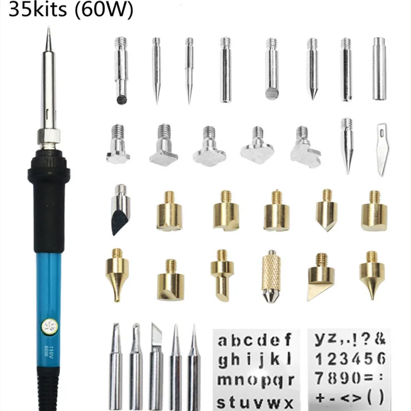 rework station 110V 220V 60W Welding Repair Tools 60W Carving Pyrography Pen Kit Adjustable Temperature Soldering Iron Wood Burning Kit best soldering iron for electronics Welding Equipment