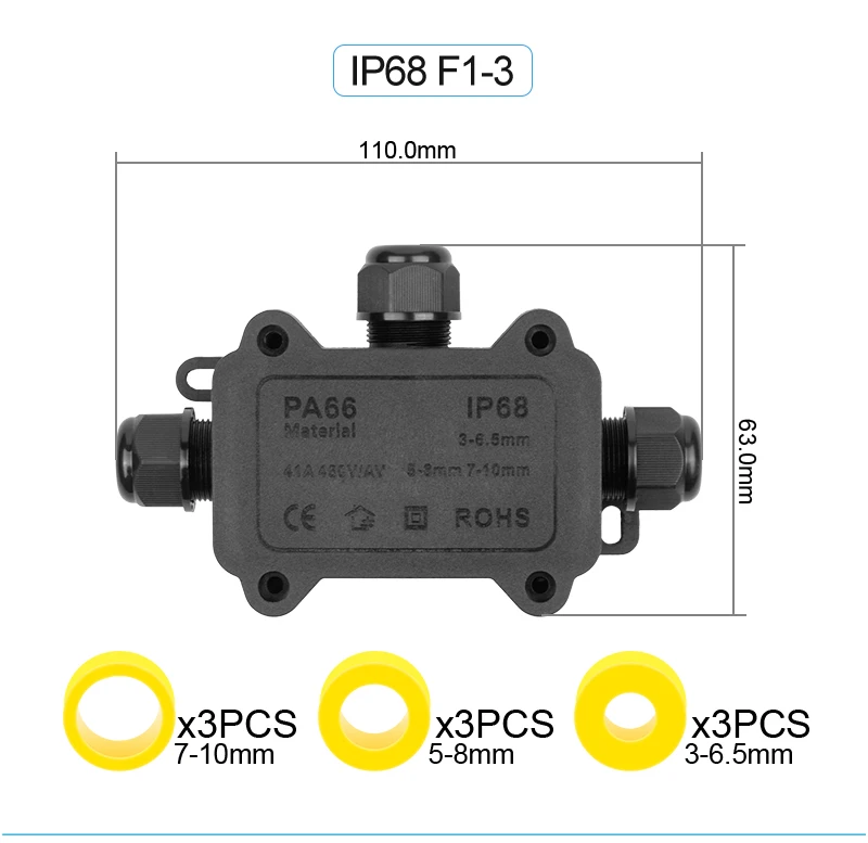 IP68 2/3/4 Weg Im Freien Wasserdichte Box Nylon Externe Fall Box Elektrische Kabel isolierung Anschlussdose Mit Terminal Stecker – Detail 5