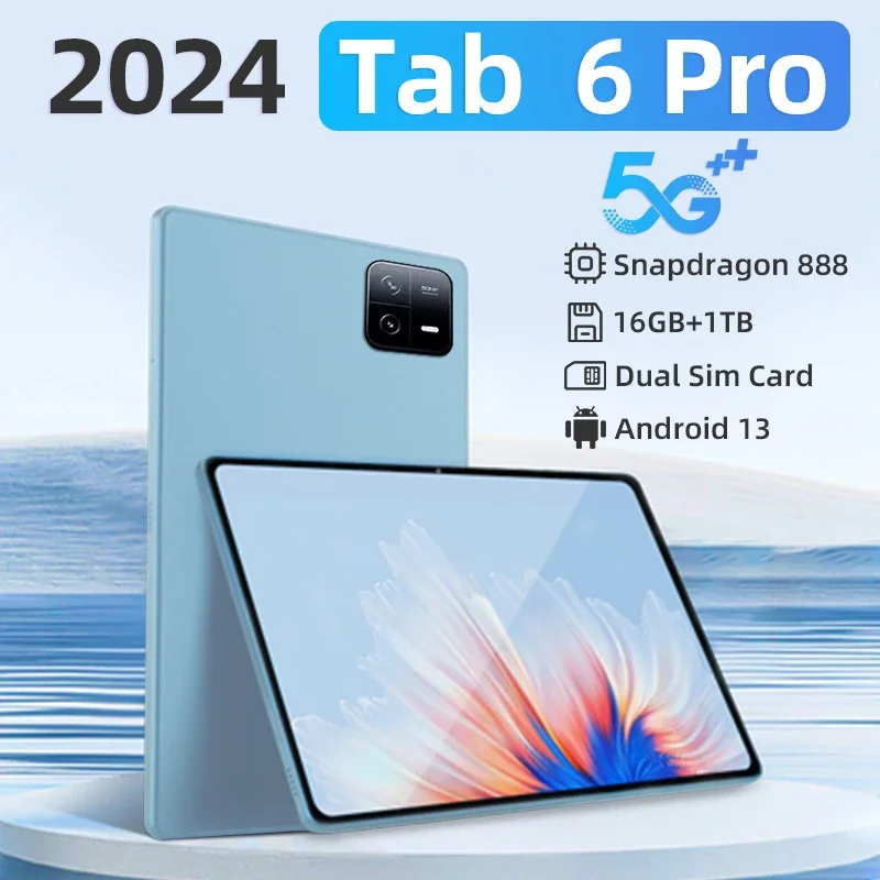 Планшет 6Pro на Android 2024, процессор Snapdragon 1024, экран 11 дюймов, 16 ГБ + 10000 ГБ