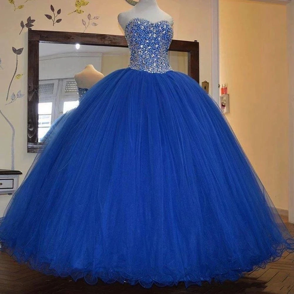 

ANGRELSBRIDEP Sweetheart Quinceanera Dresses For 15 Party Sparkly Crystal Beading Tulle Princess Birthday Ball Gown Hot