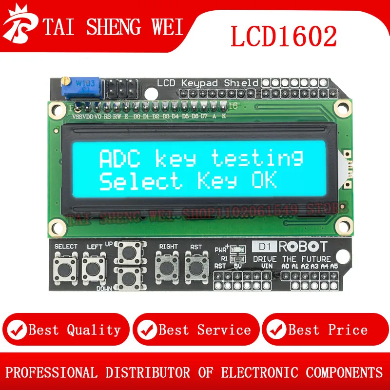 1PCS, LCD Keypad Shield LCD1602 LCD 1602 Module Display blue screen For Arduino UNO R3