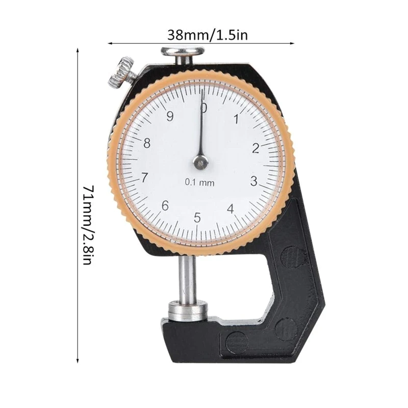 1PCS Dial Thickness Gauge 0~10mm Flat Head/Curved Tip Dial Thickness Meter Tester Measuring Tool For Flim Paper Leather Jewelry
