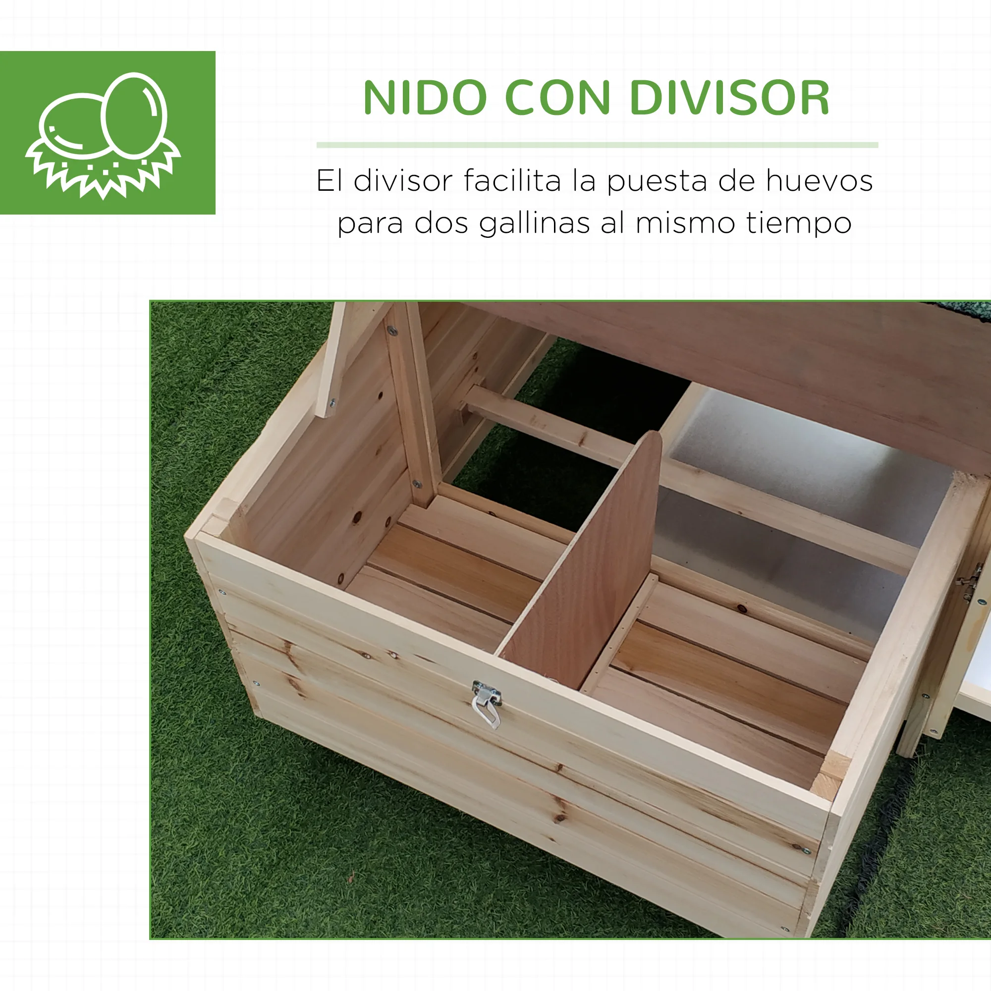 PawHut Gallinero de Madera con Caja Nido Espacio para Correr 196x76x97cm  Natural - AliExpress, image size:2000x2000