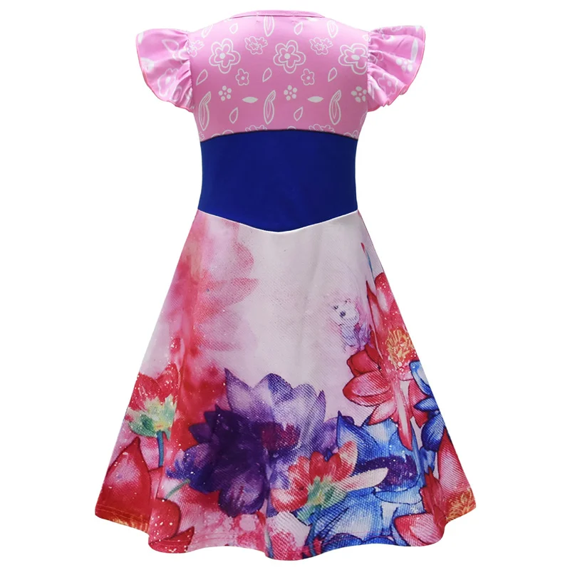 Fashion Mulan Princess Cosplay Dress Children Kids Flying Sleeve Party Dress Baby Girls Vestidos Costume Casual 2-9Y