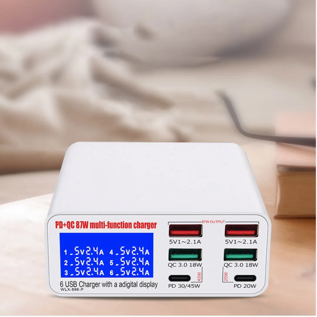 

Multi 6-port USB Smart PD QC3.0 Fast Charger Phone USB Wall Quick Charging Exquisite Fireproof ABS Enclosure Brand New