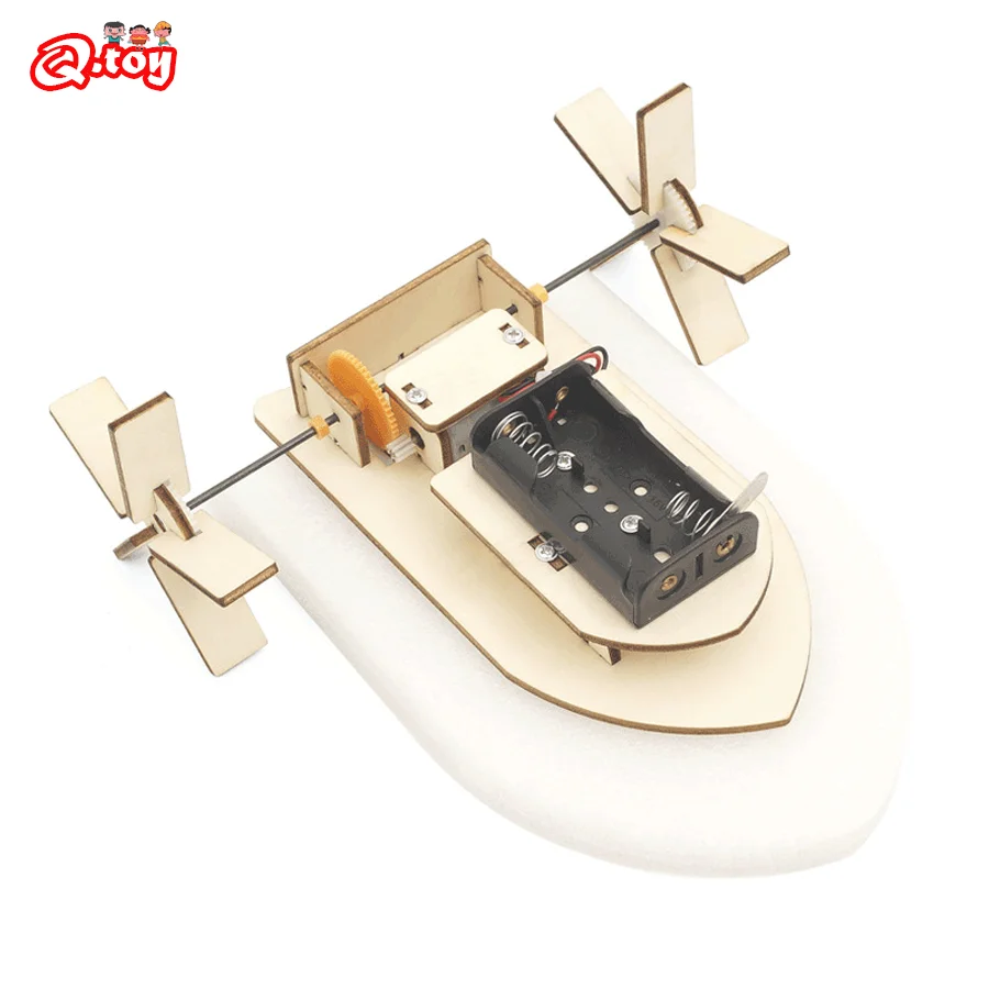 

Wooden STEM DIY Electronic Kit Children Technology Toys Paddle Wheel Ship Science Creative Inventions Assembly 3D Puzzles Games