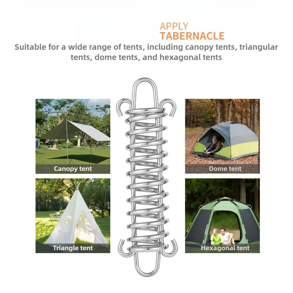 4/6Pcs Camping Tent Wind Rope Spring Buckle Tent Tensioner Deck Pegs Carabiner Clips Awning Tightener Fixed Hook