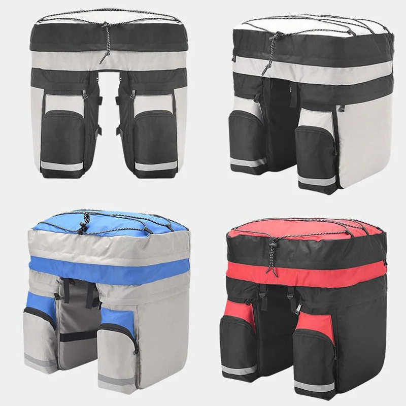 

Сумка на багажник для велосипеда, растягивающаяся вместительная растягивающаяся сумка на заднее сиденье для езды на велосипеде, 60 л, с двумя боковыми карманами