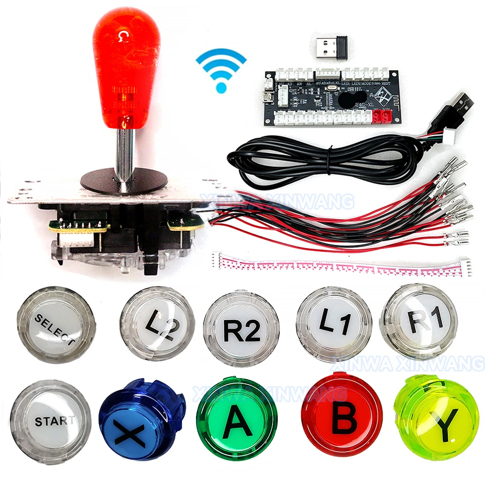 Ps PC 안드로이드 TV 아케이드 게임 DIY 키트, 지연 제로 무선 USB 보드 조이스틱 컨트롤러 복사, Sanwa Obsc 클리어 푸시 버튼 세트