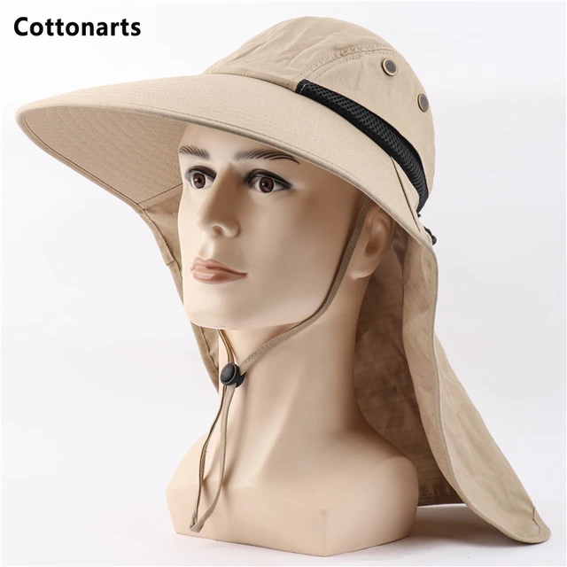 Summer Solid Color Sun Hat Men Women Bucket Hats Neck Flap Outdoor Anti-uv  Upf50+ Wide Brim Hiking Mesh Breathable Fishing Cap - Bucket Hats -  AliExpress