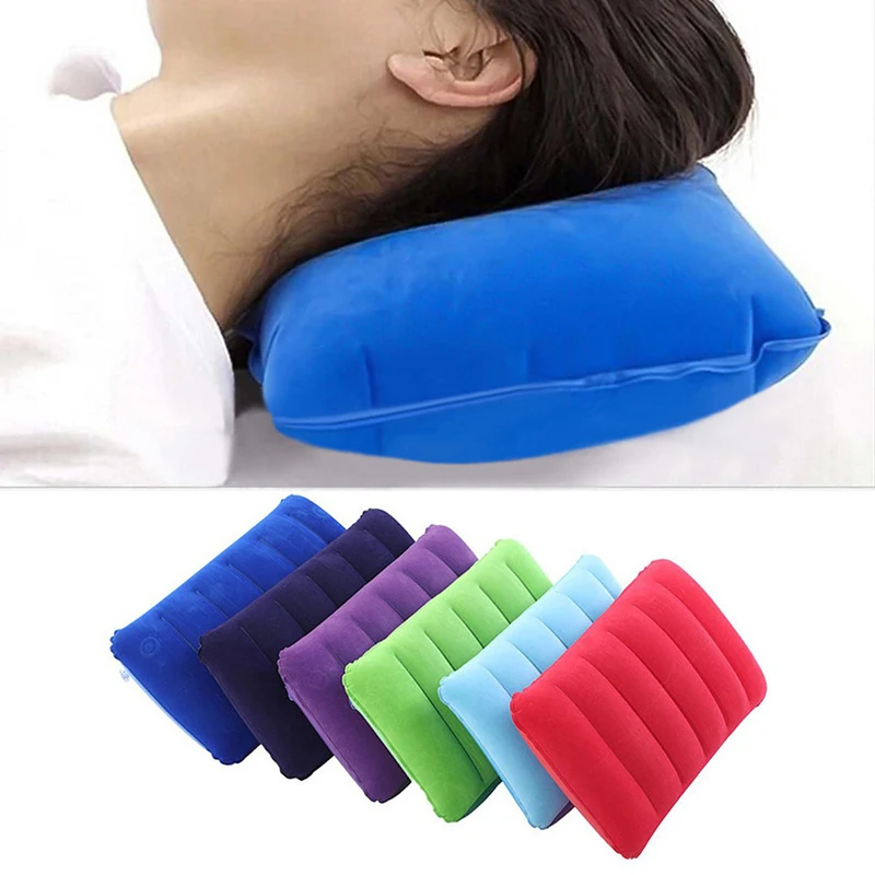 Flocking Inflatable Portable Neck Pillow Stored Self Filled Outdoor Travel Business Trips camping