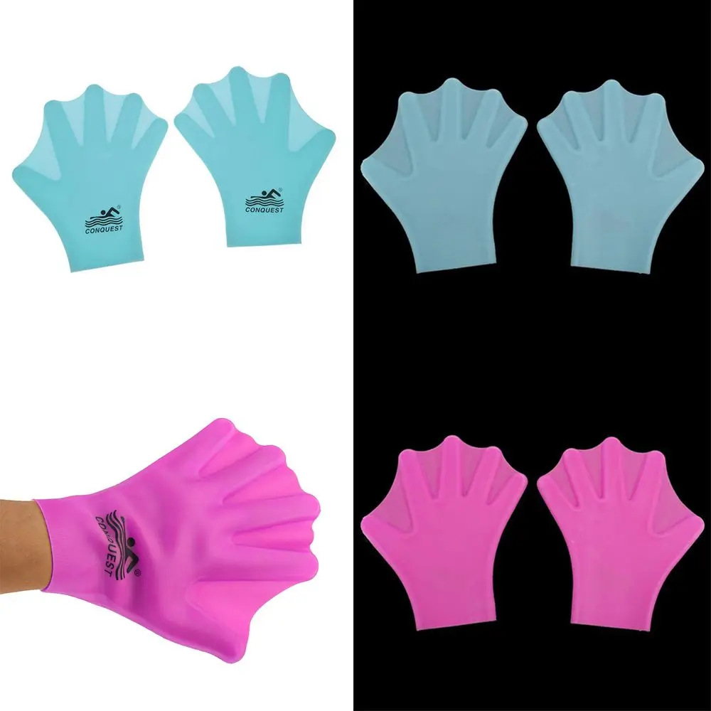 New 1 Pair Adults Kids Gloves Webbed Swimming Hand Paddle