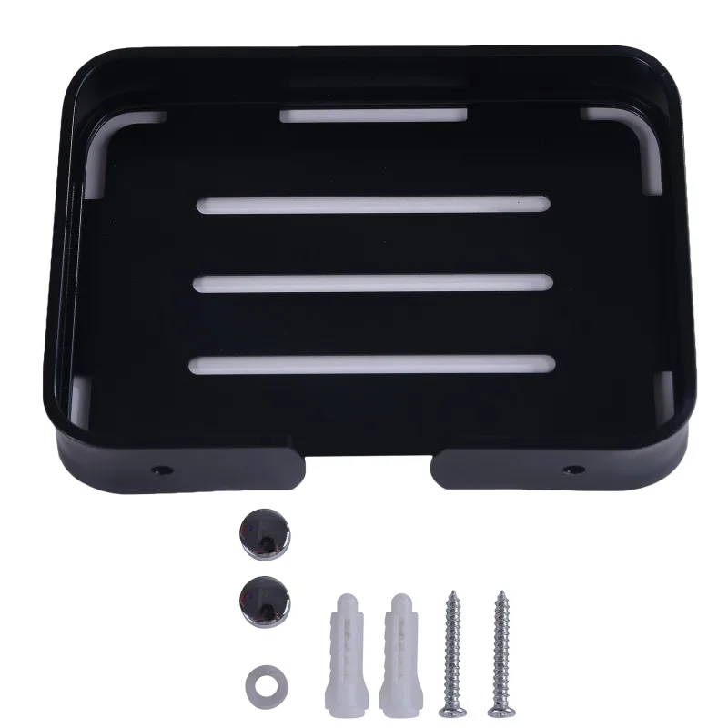 Soap Dish Storage Holder Aluminum Bathroom Soap Holder Shower Wall Mounted Decorative Dishes Box Basket Square