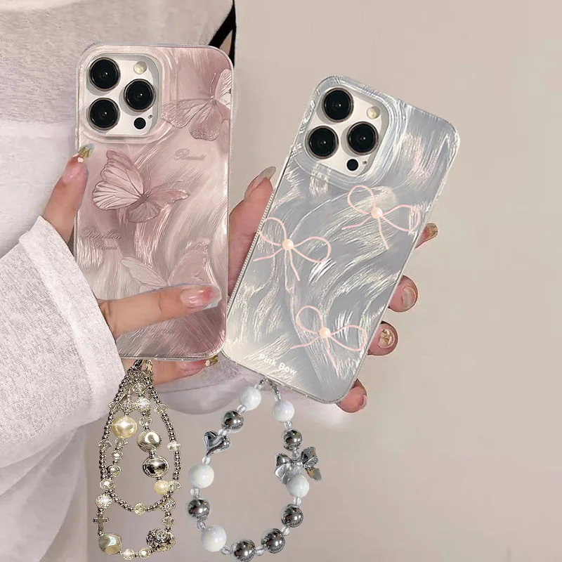 Cute Laser Silver Blue Black Cat Butterfly Phone Case Cover