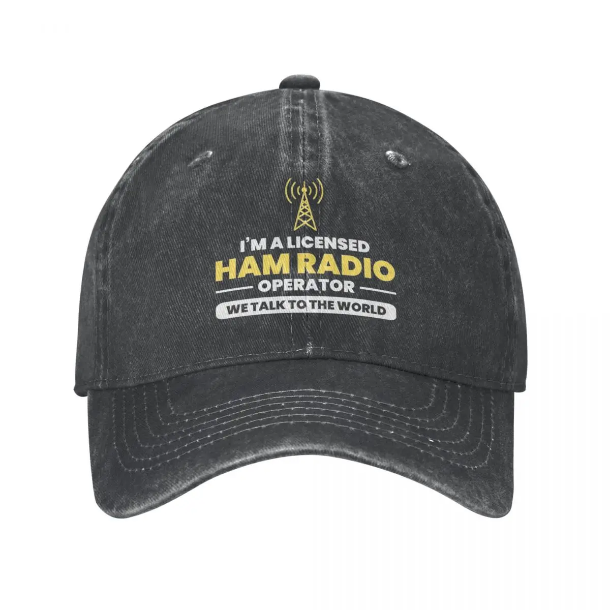 

Amateur Ham Radio Operator Unisex Style Baseball Caps Wireless Distressed Denim Caps Hat Vintage Summer Adjustable Sun Cap