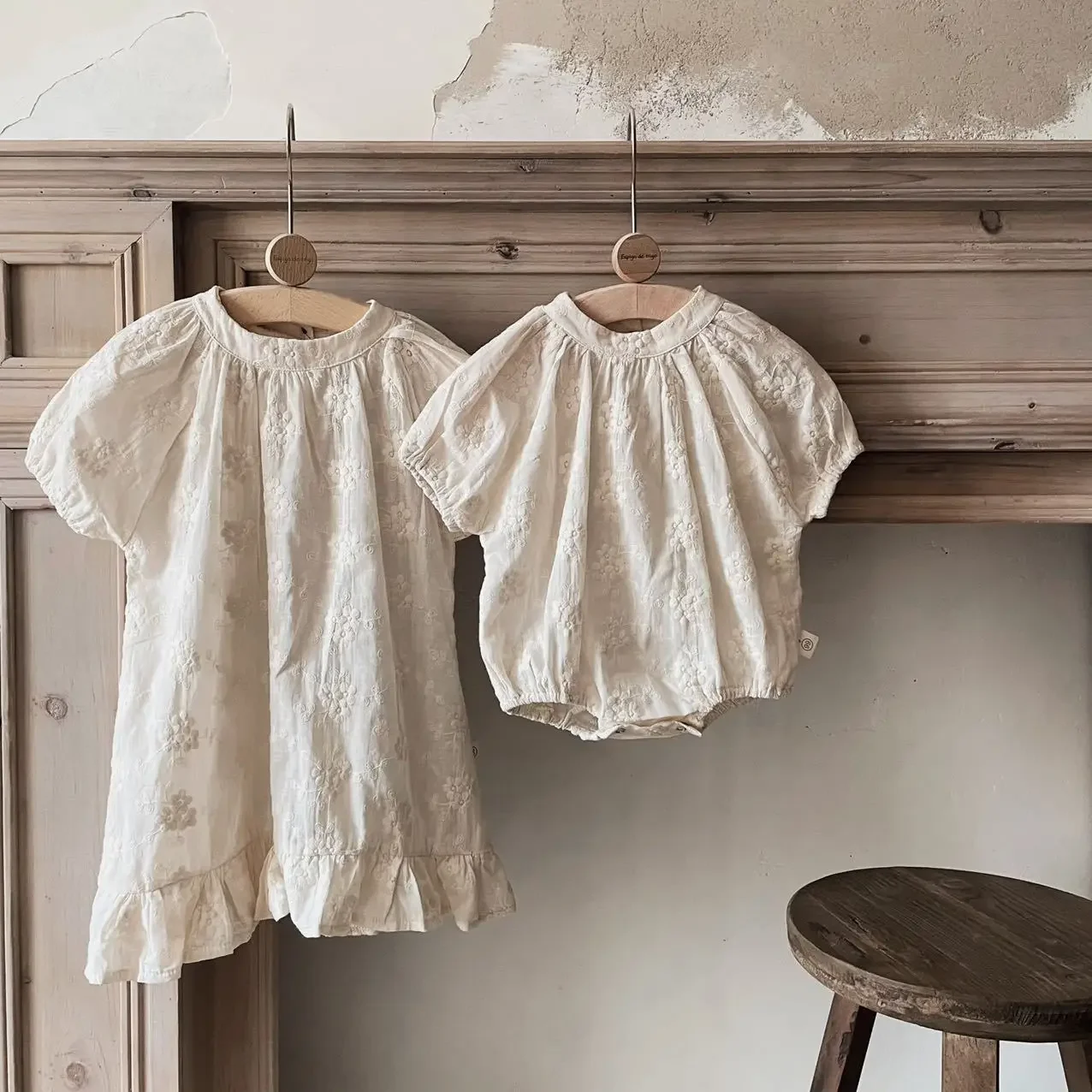 

Summer New Solid Loose Bodysuit Baby Girl Flower Embroidery Thin Outwear Jumpsuit One Piece Girls Kids Flower Cotton Dress