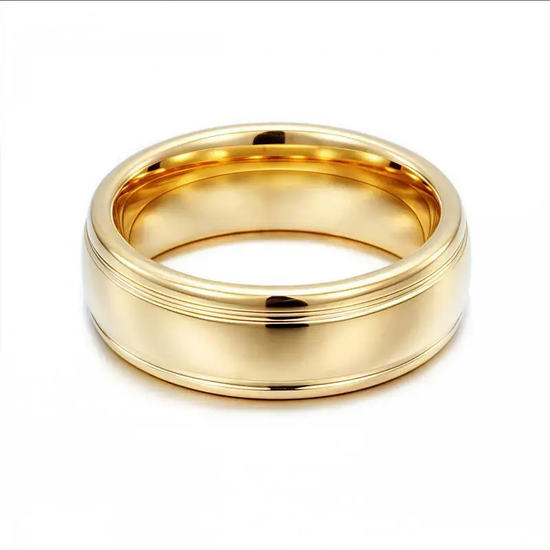 Gold Color Men Tungsten Carbide Ring Fashion Classic Style Anti-Scratch for Wedding Bands Party Rings Jewelry
